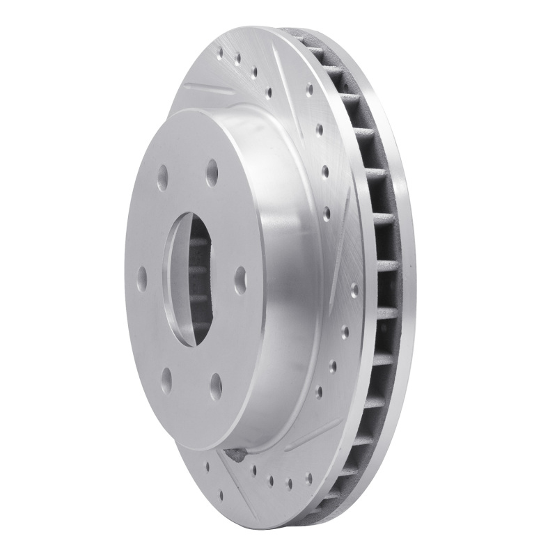 Cadillac Escalade Brake Rotor (1) - Front Right - R1 Concepts - Drilled & Slotted - Silver - `88-`00